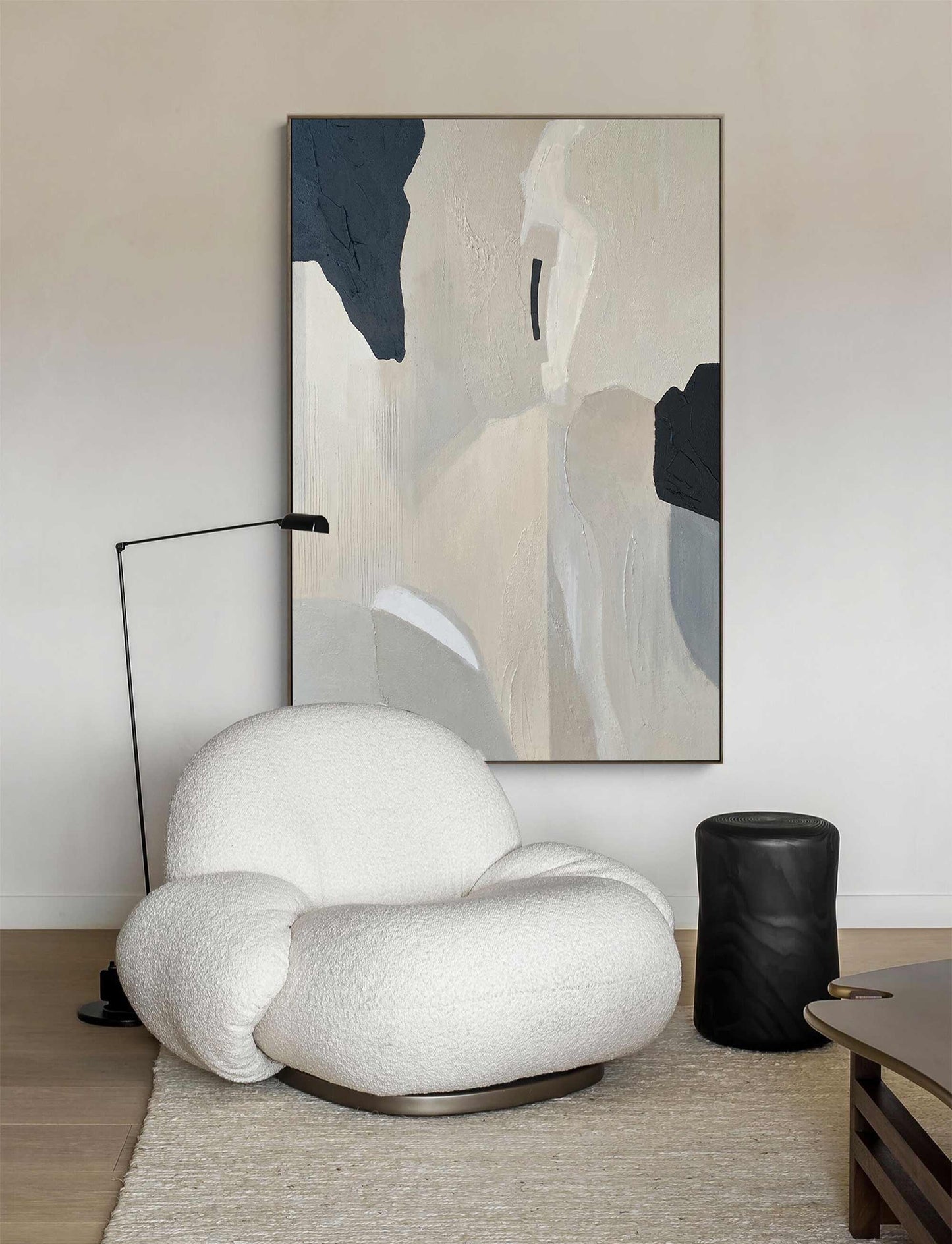 Abstract Minimalist Geometric Oil Painting for Modern Home Decor