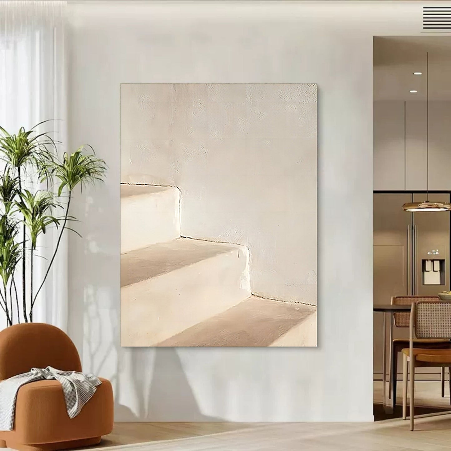 Minimalist Oil Painting of Serene Steps for Elegant Home Decor