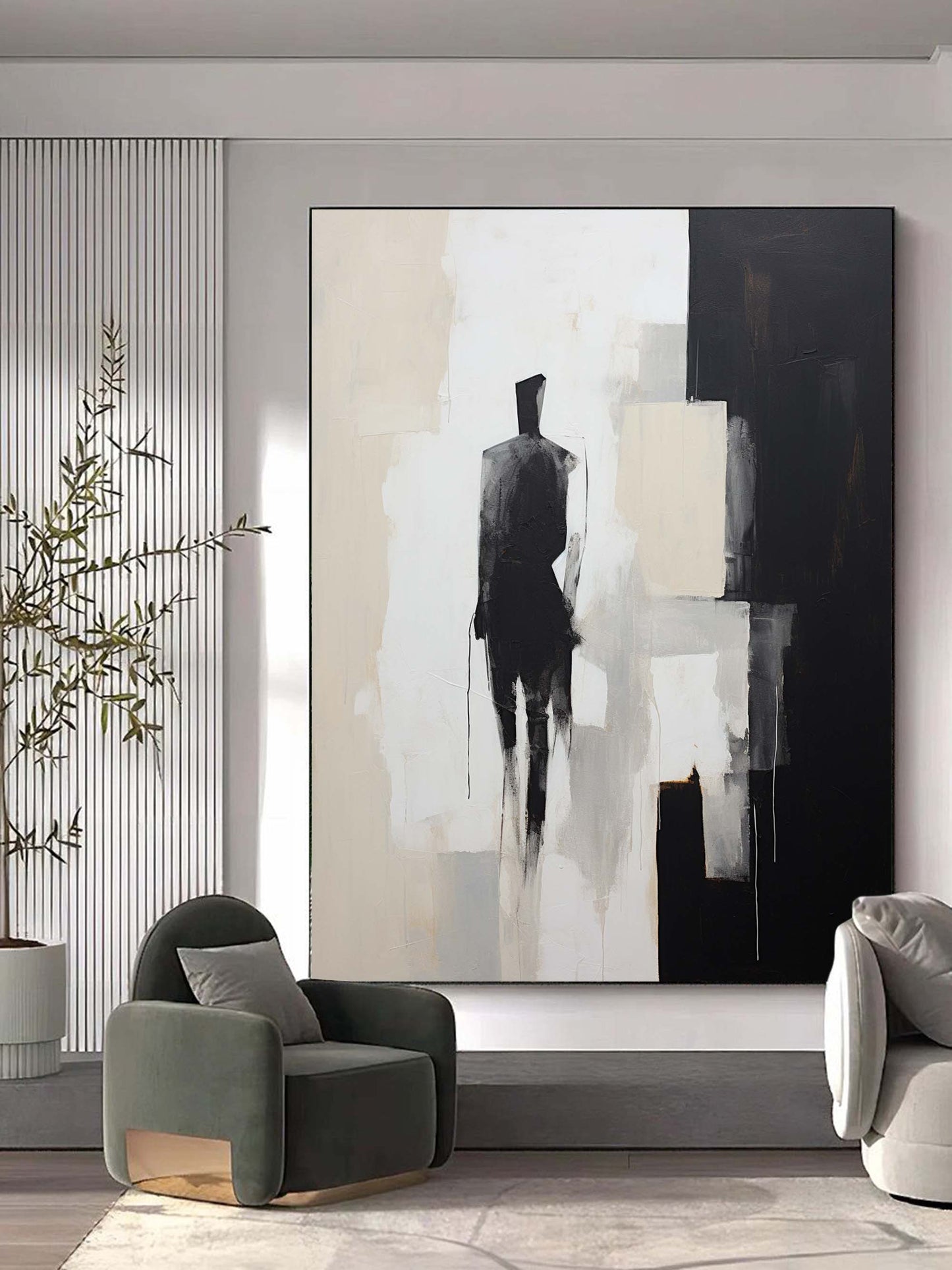 Elegant Abstract Minimalist Oil Painting for Modern Home Decor