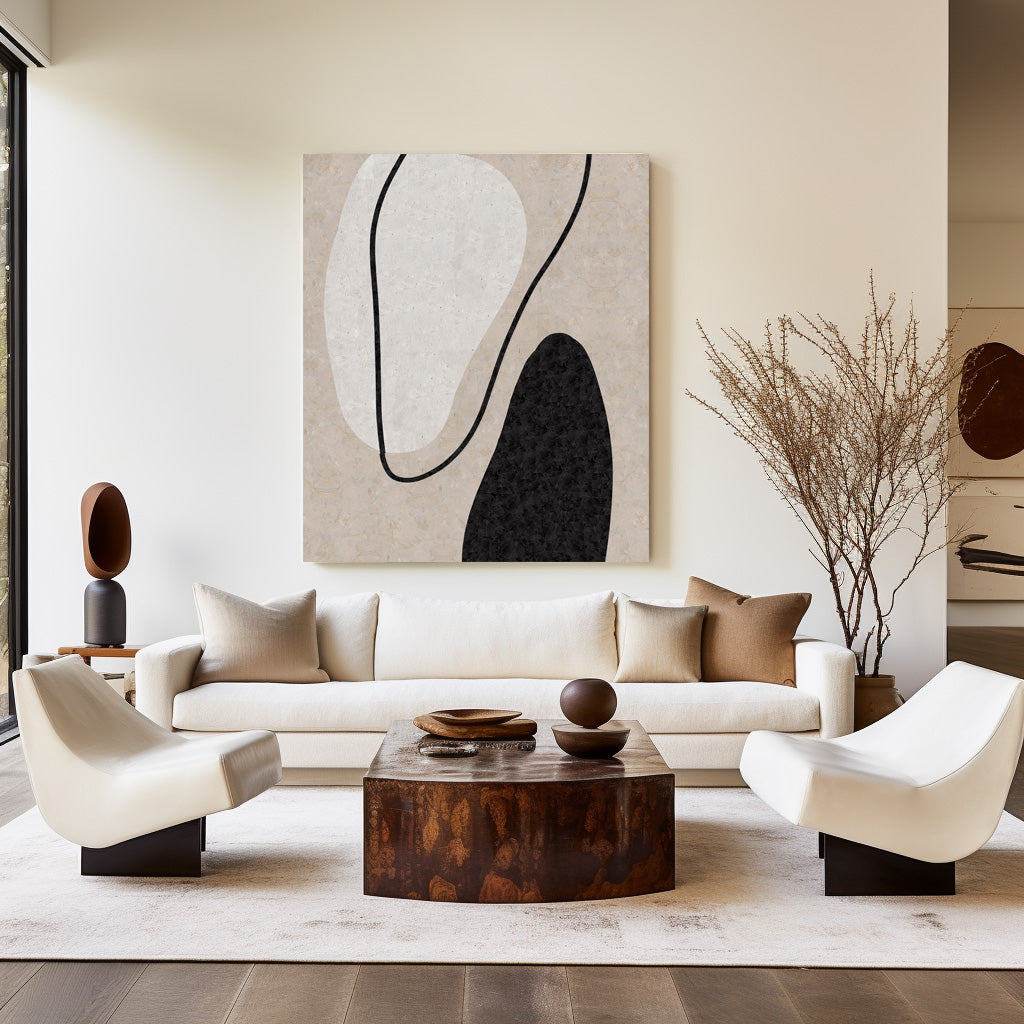 Abstract Minimalist Oil Painting on Canvas for Modern Home Decor
