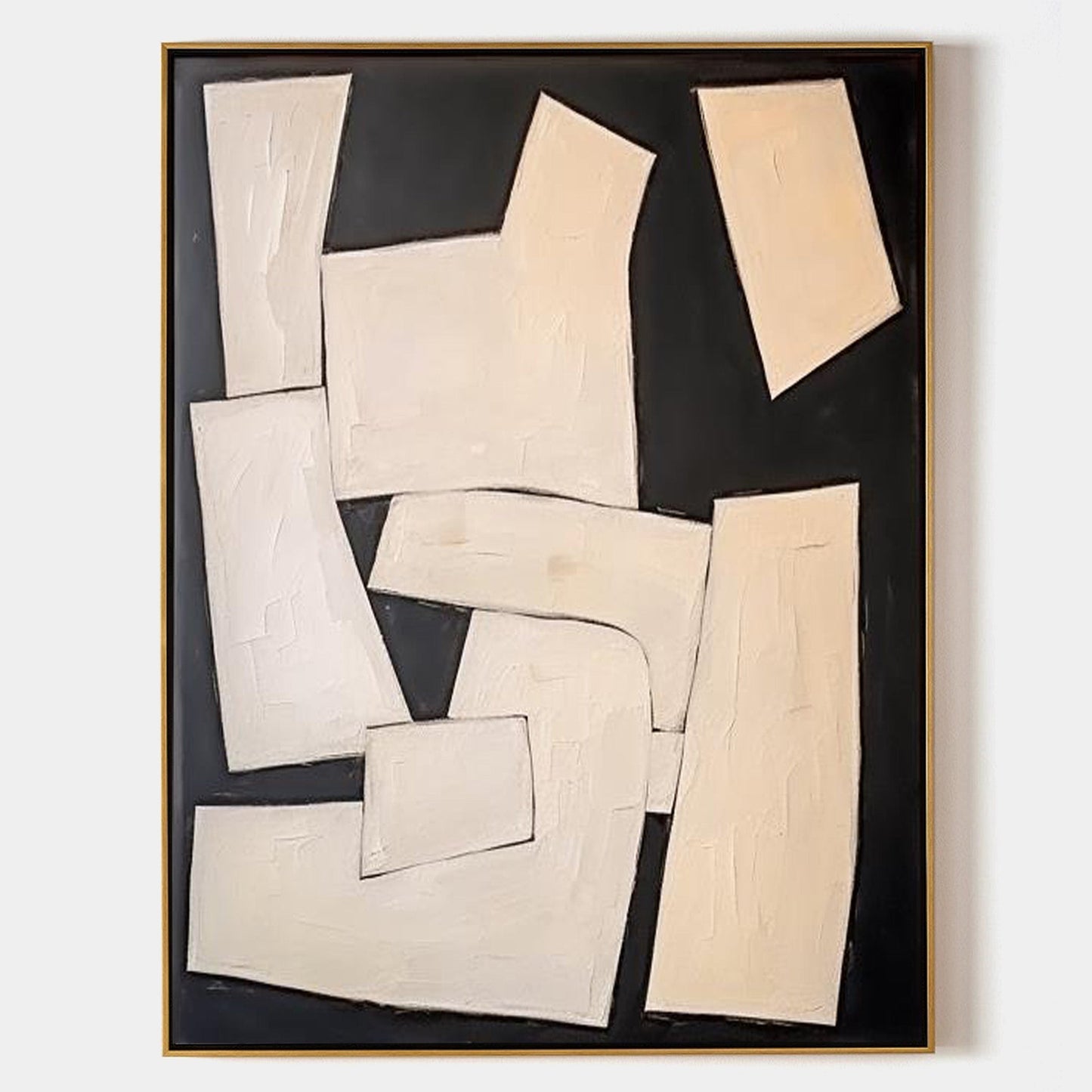 Contemporary Black and White Abstract Oil Painting for Modern Home Decor