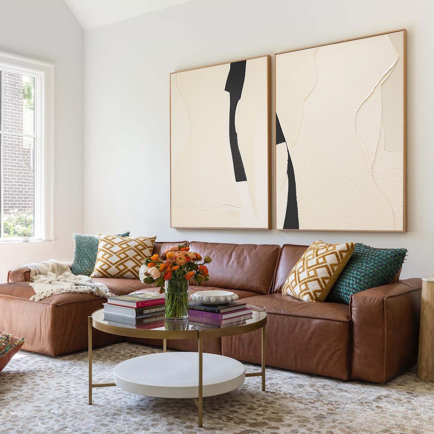 Contemporary Abstract Oil Painting Duo for Modern Home Decor