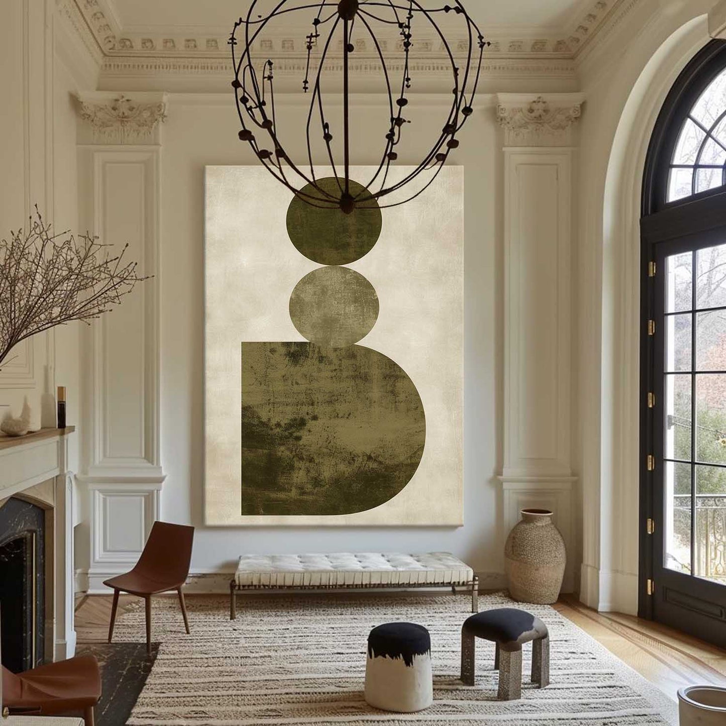 Contemporary Geometric Oil Painting for Modern Home Decor