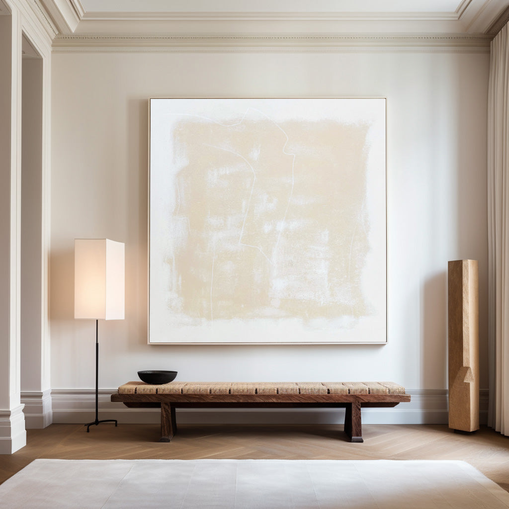 Contemporary Minimalist Oil Painting with Abstract Earthy Tones
