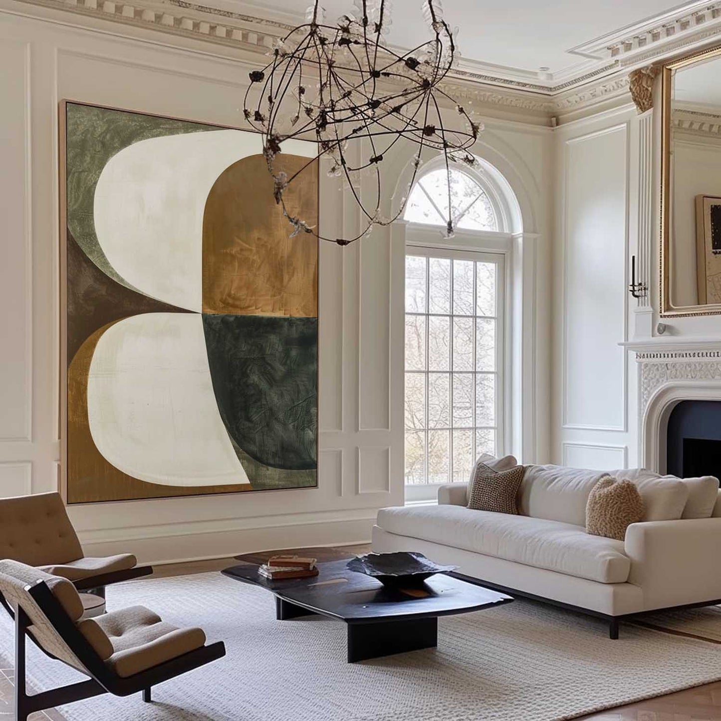 Contemporary Geometric Abstract Oil Painting for Modern Home Decor