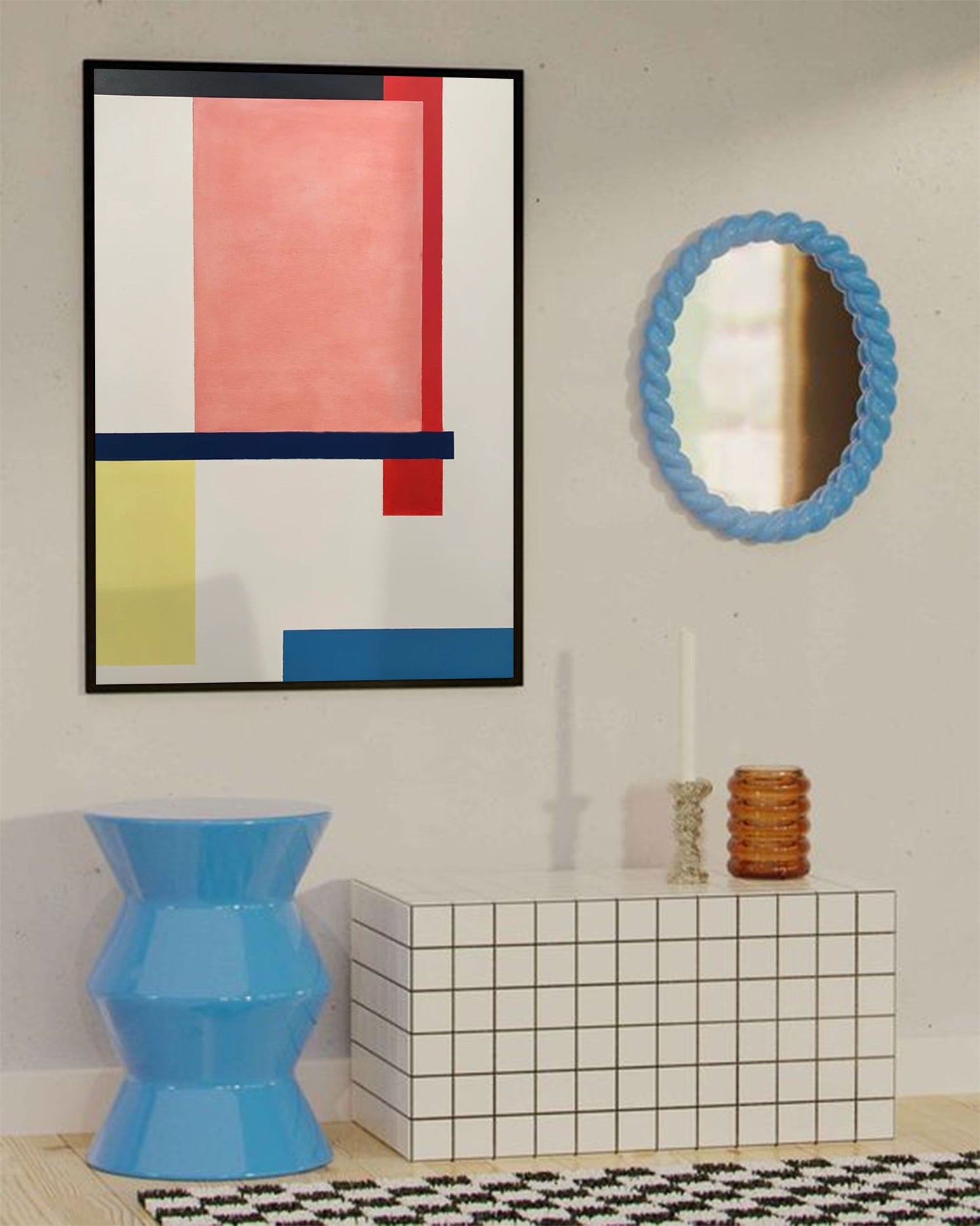 Modern Abstract Geometric Oil Painting for Contemporary Home Decor