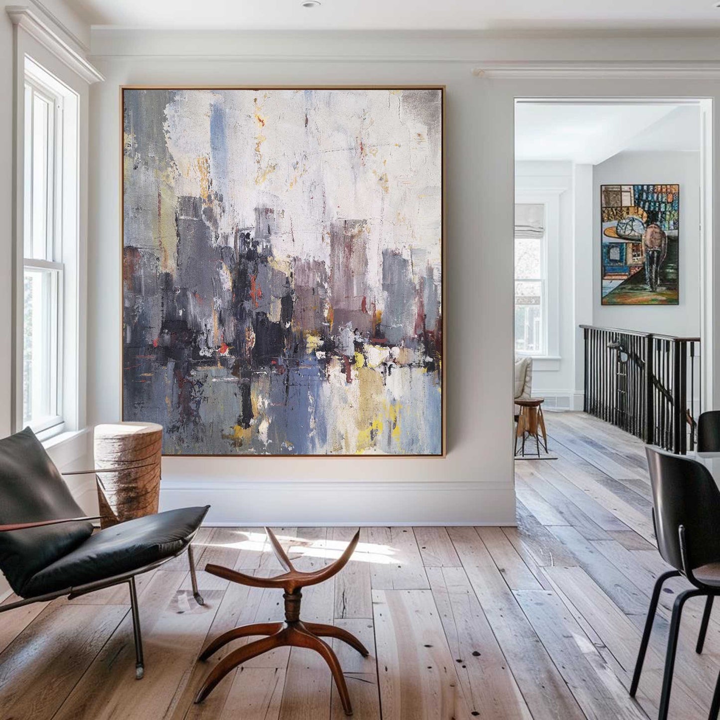 Contemporary Urban Abstract Oil Painting for Modern Home Decor