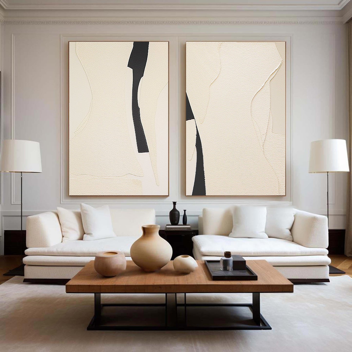 Contemporary Abstract Oil Painting Duo for Modern Home Decor