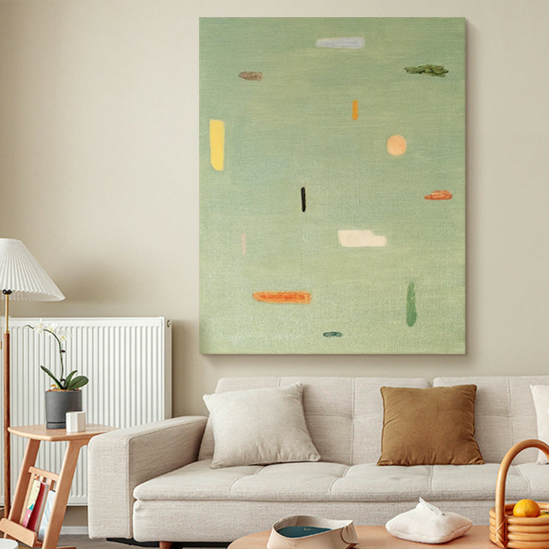 Minimalist Modern Green Abstract Peaceful Color Accent Oil Painting