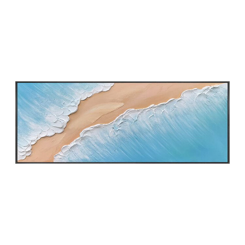 Coastal Serenity: Vibrant Oil Painting of Waves and Beach Landscape