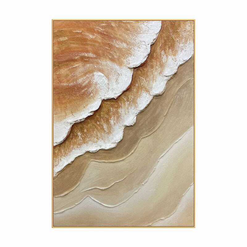 Coastal Serenity: Abstract Oil Painting of Gentle Waves and Soft Earth Tones