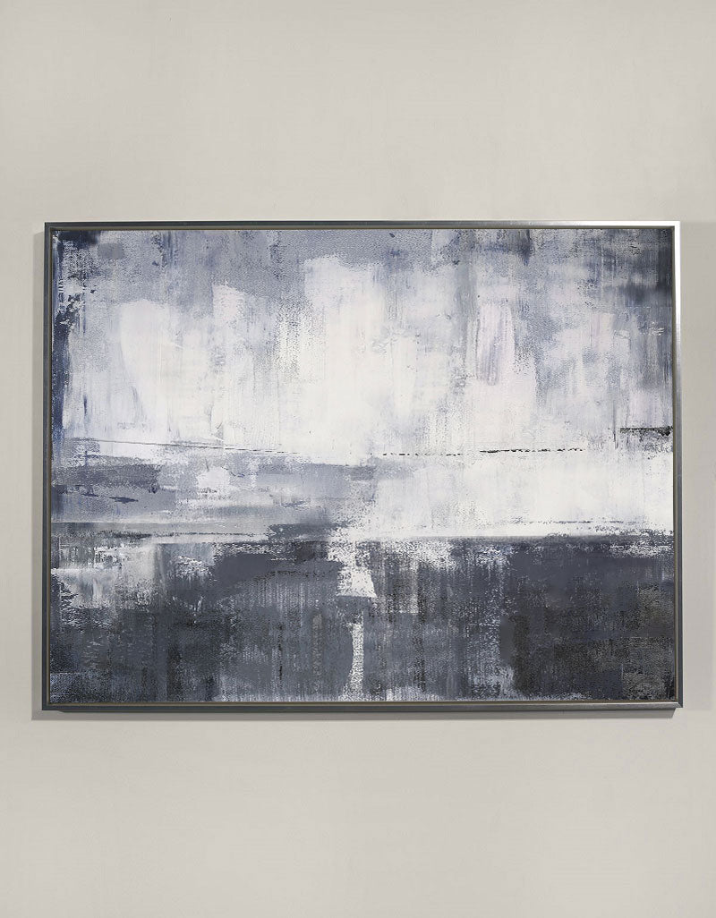 Contemporary Grey and White Abstract Oil Painting for Modern Art Lovers