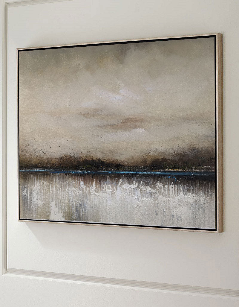 Serene Coastal Abstract Oil Painting – Tranquil Seascape for Modern Decor