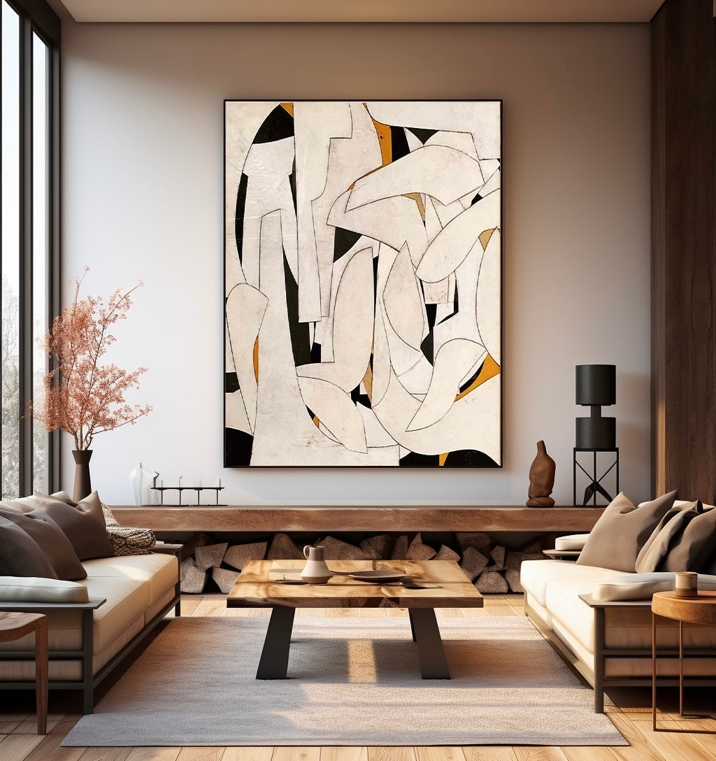 Contemporary Minimalist Abstract Oil Painting for Modern Home Decor