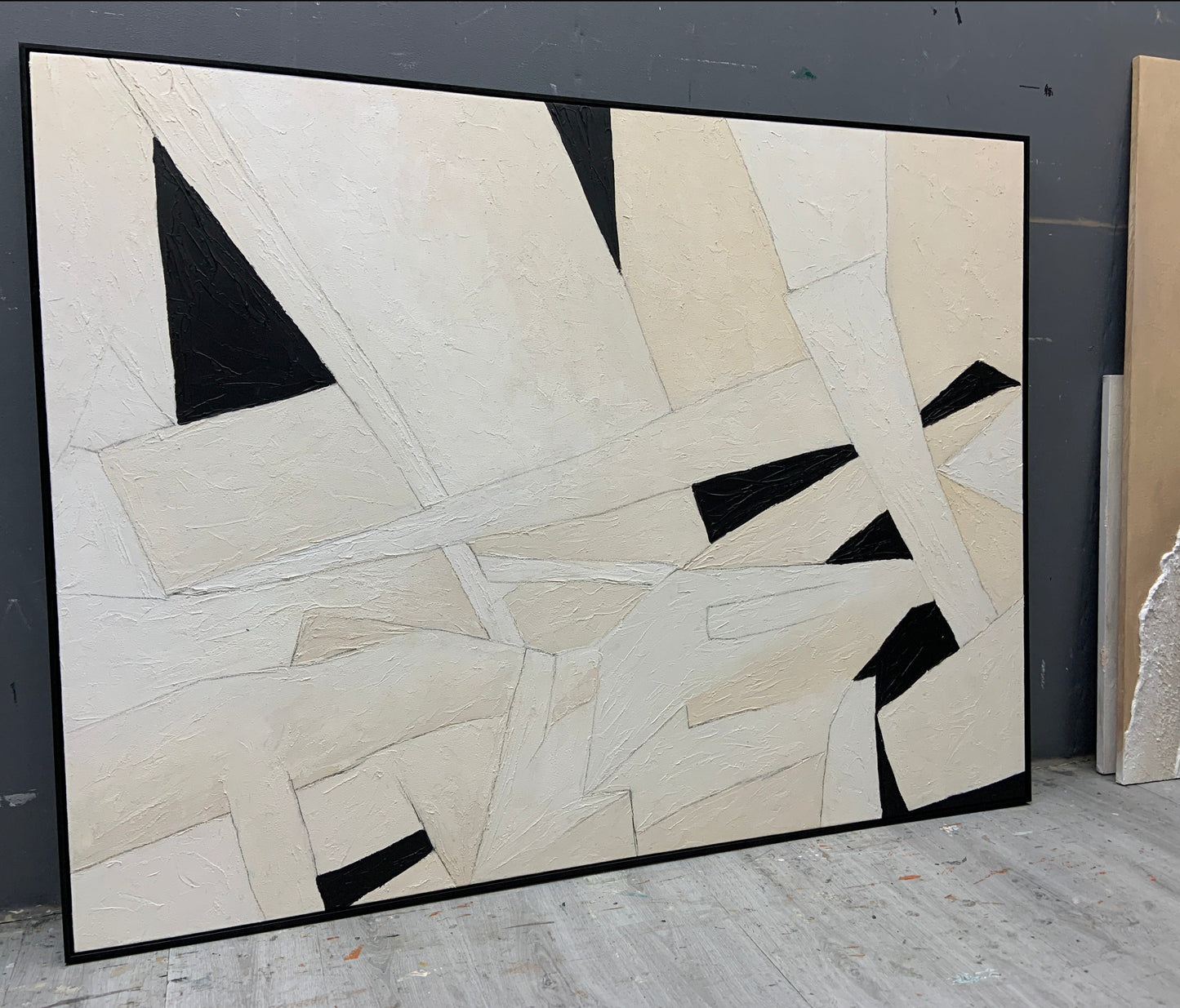 Contemporary Monochrome Abstract Oil Painting for Modern Home Decor