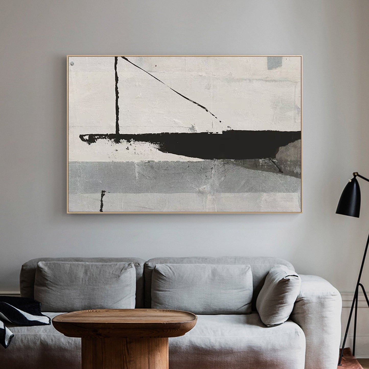 Contemporary Black and White Abstract Oil Painting for Modern Home Decor