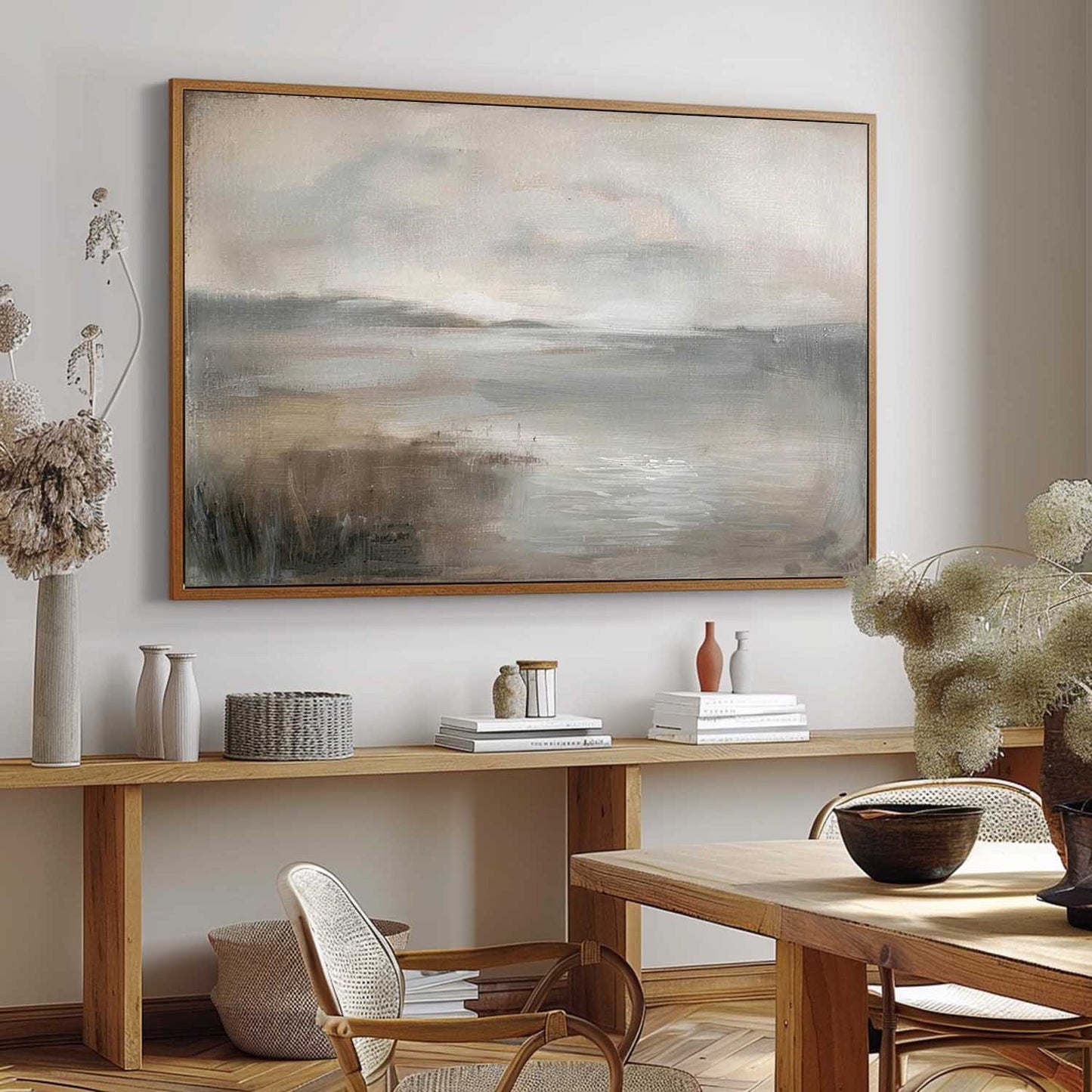 Serene Coastal Landscape Oil Painting for Tranquil Home Decor