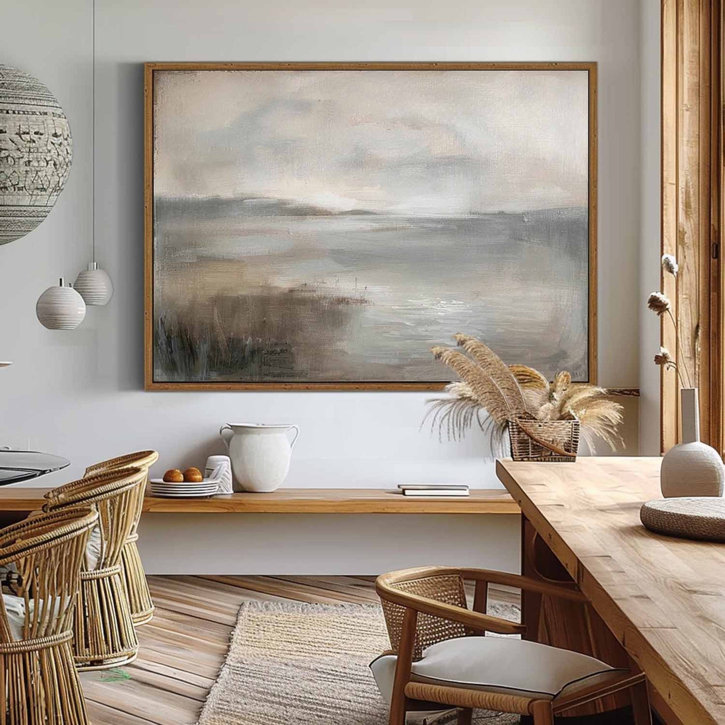 Serene Coastal Landscape Oil Painting for Tranquil Home Decor
