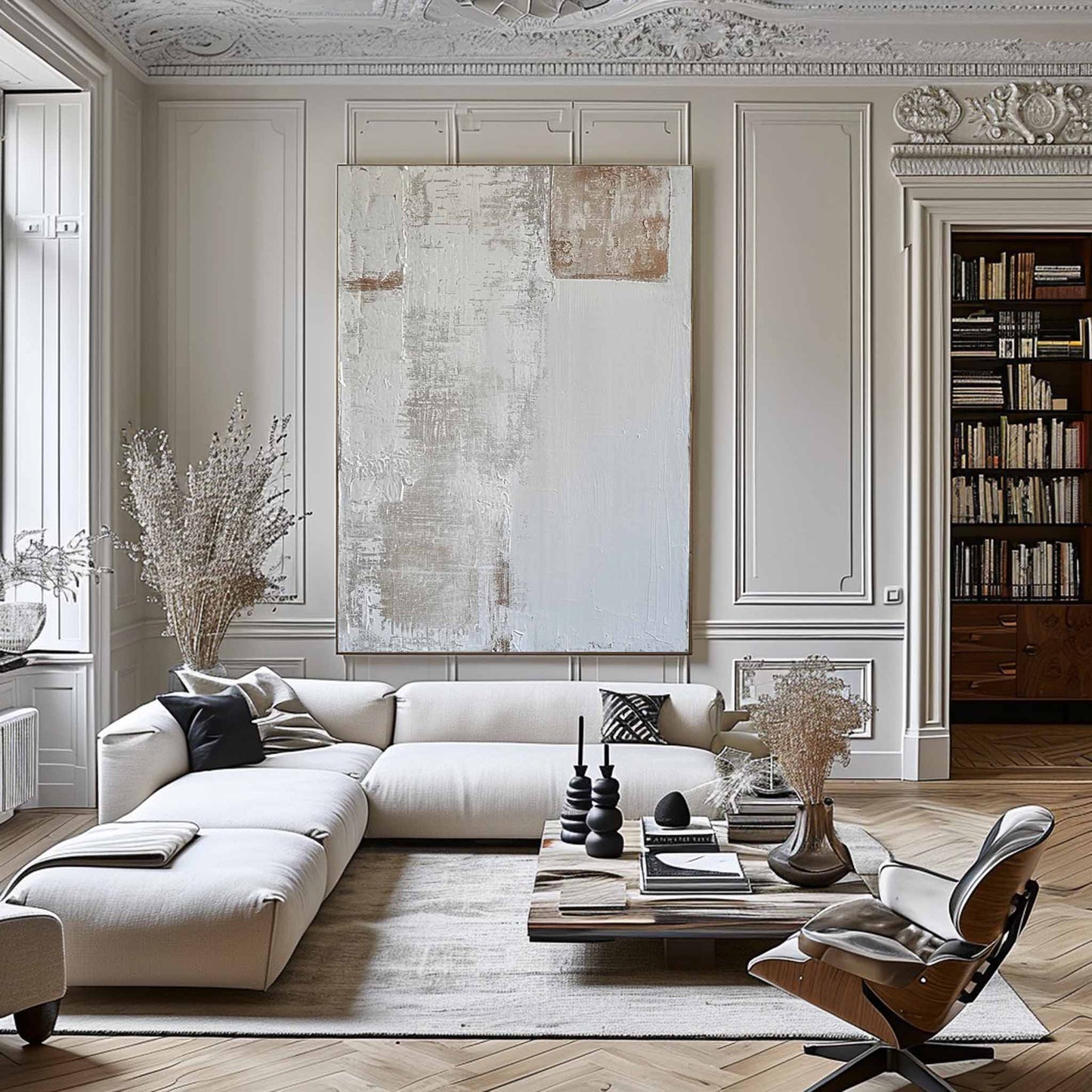 Elegant Minimalist Abstract Oil Painting for Modern Home Décor