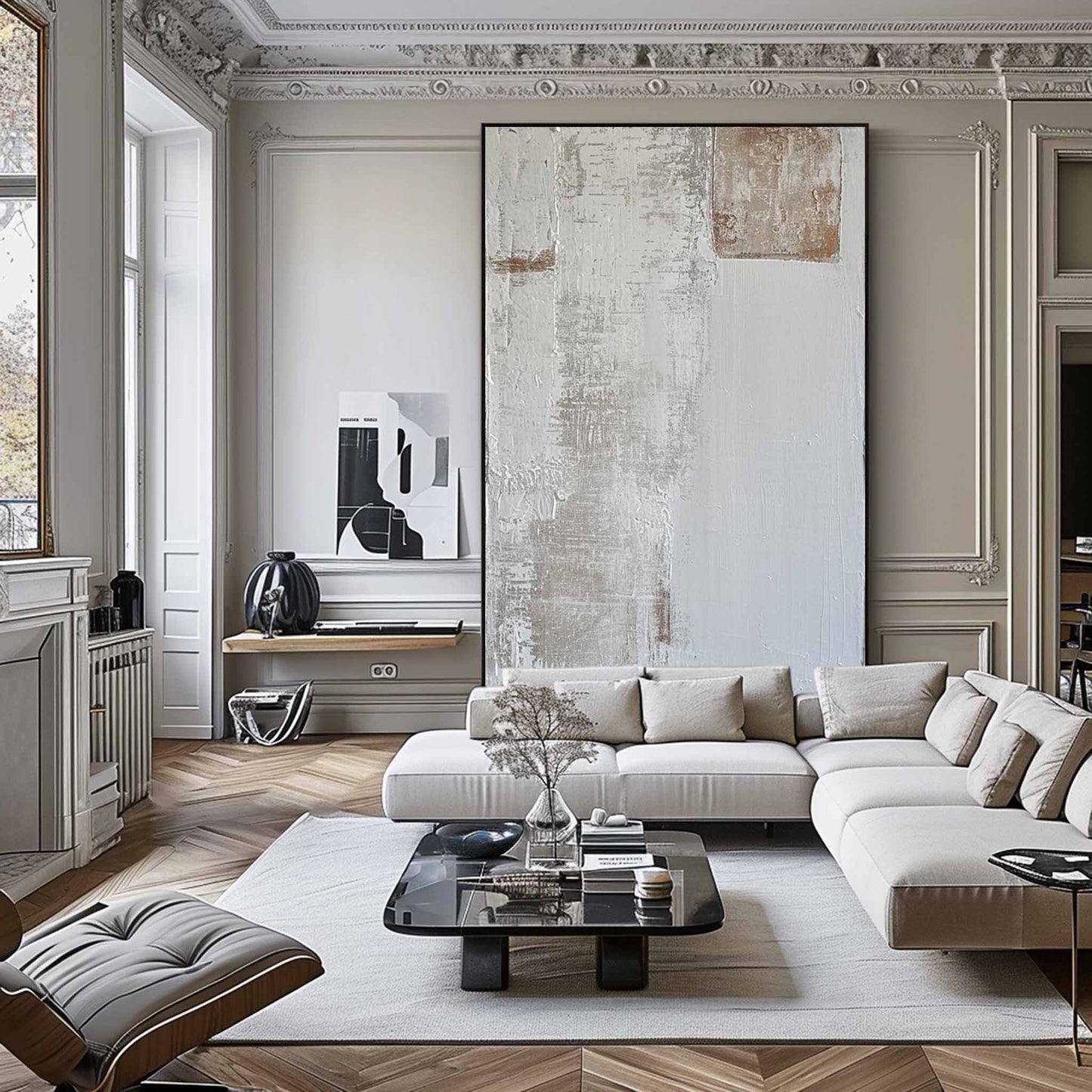 Elegant Minimalist Abstract Oil Painting for Modern Home Décor