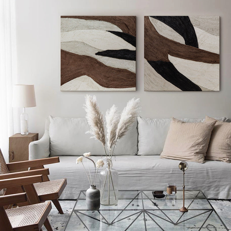 Abstract Layered Mountains Desert Oil Painting 384LT