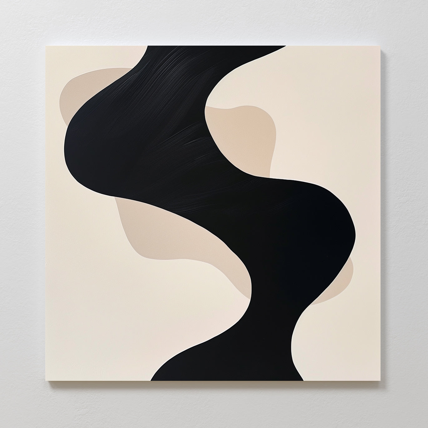 Black and Beige Abstract Oil Painting for Modern Home Decor