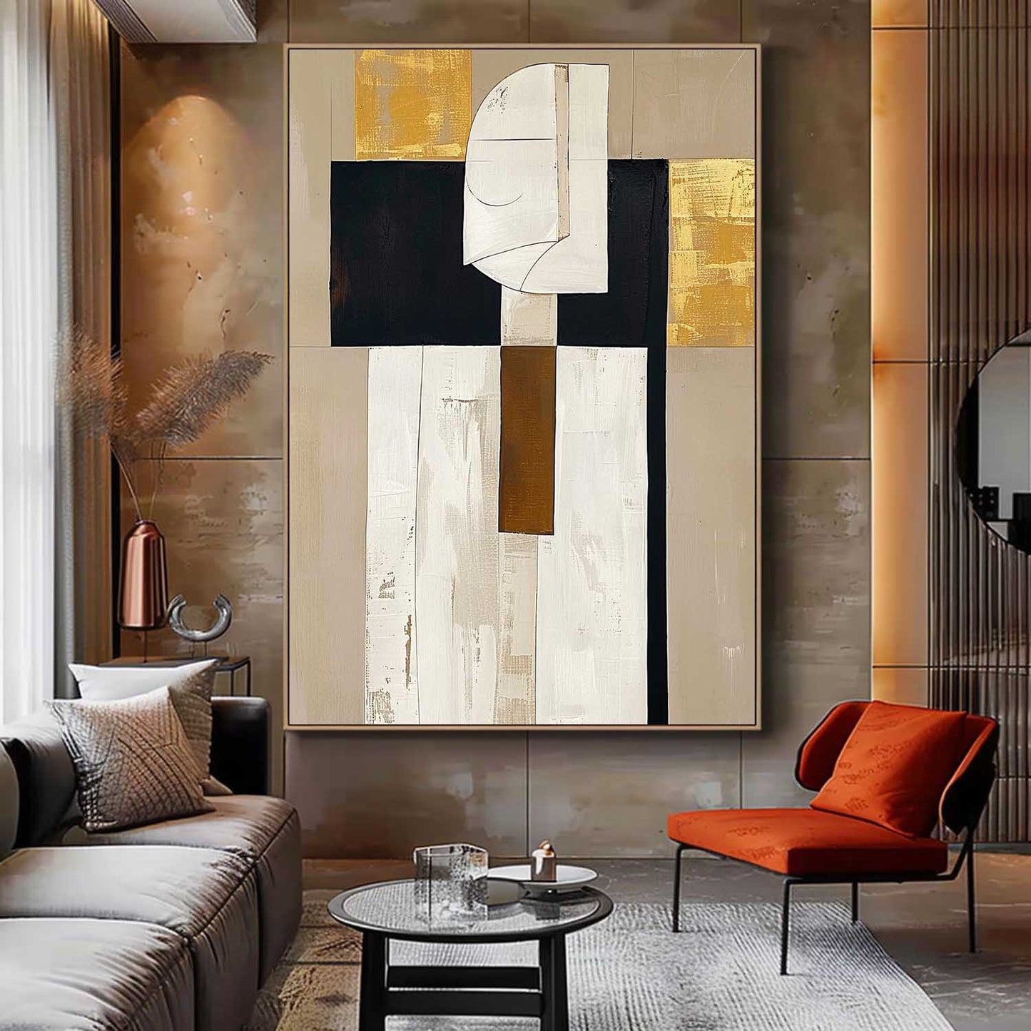 Modern Minimalist Portrait Oil Painting for Contemporary Home Decor