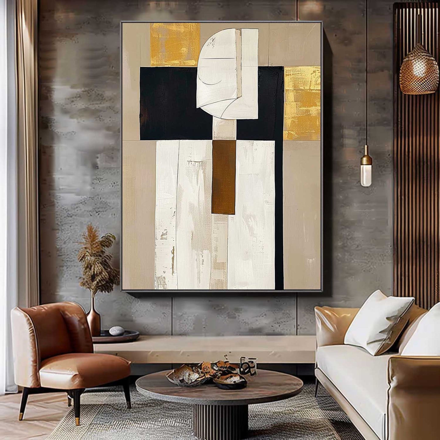 Modern Minimalist Portrait Oil Painting for Contemporary Home Decor
