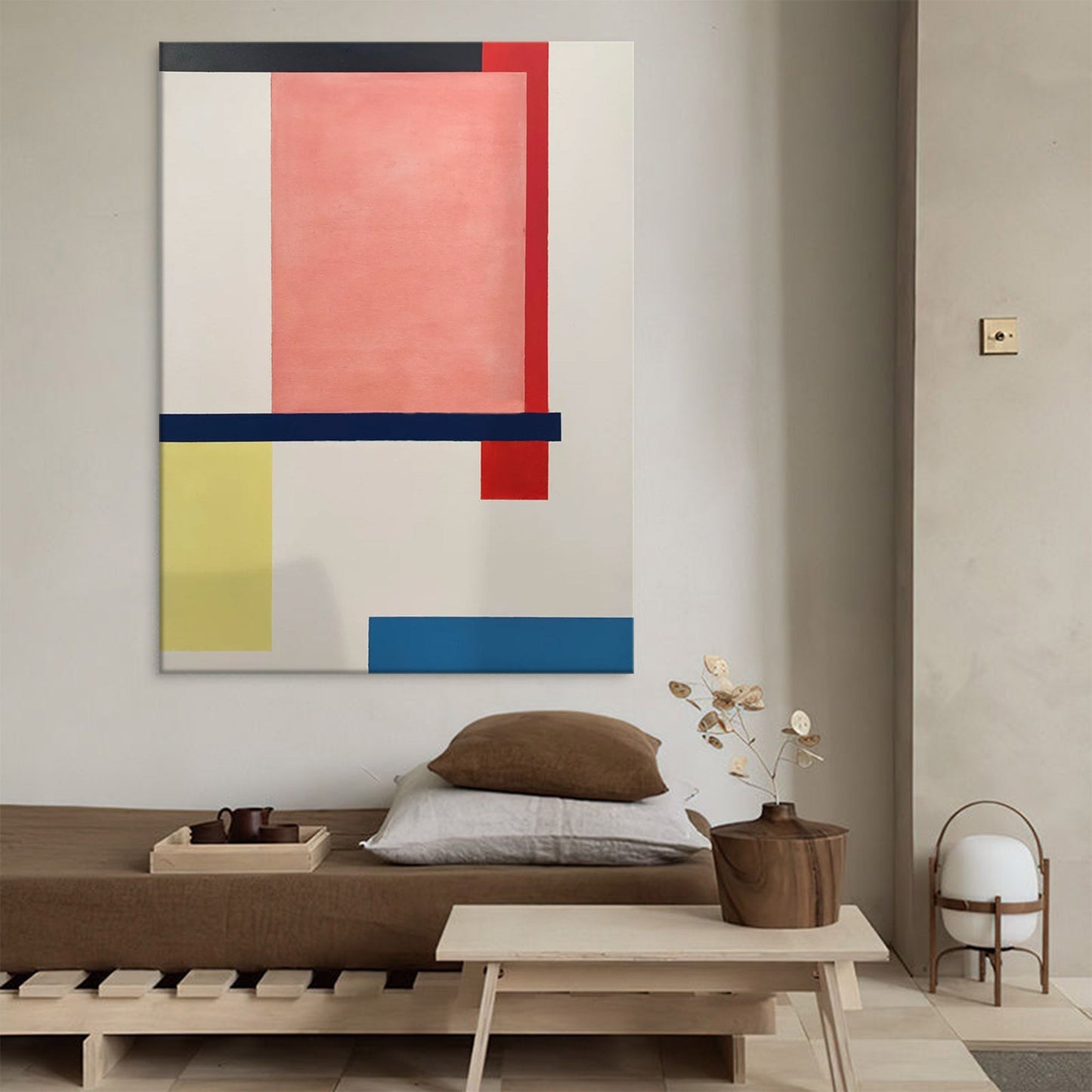 Modern Abstract Geometric Oil Painting for Contemporary Home Decor