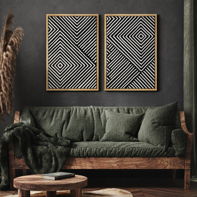 Modern Black and White Geometric Canvas Wall Art Set for Contemporary Décor