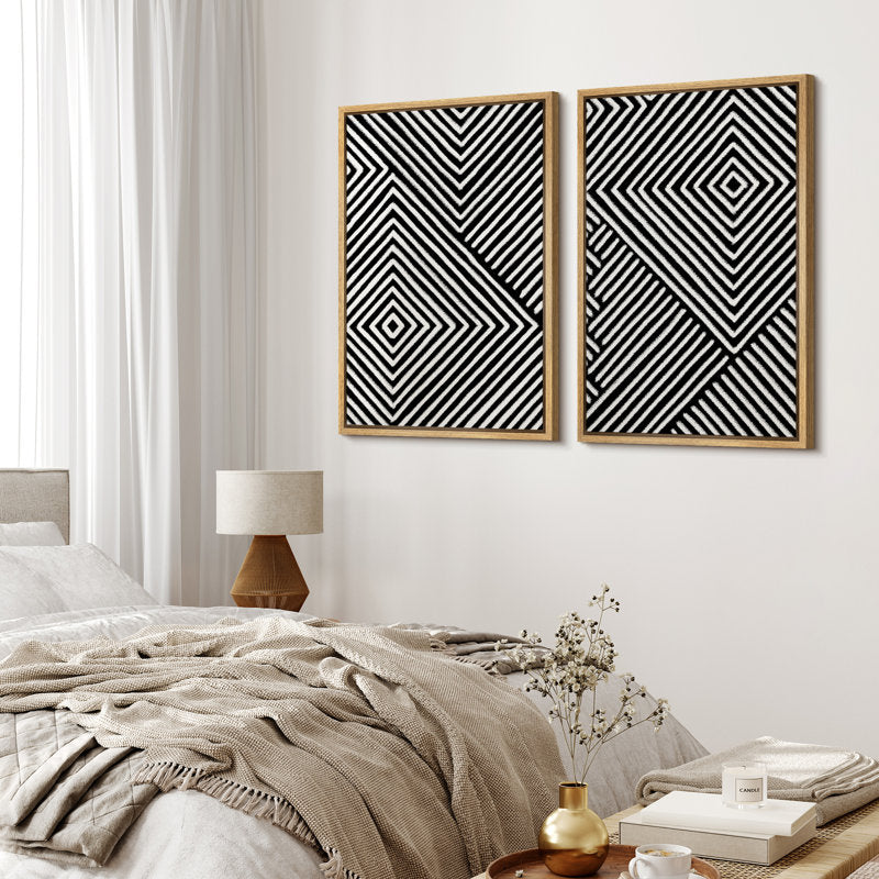 Modern Black and White Geometric Canvas Wall Art Set for Contemporary Décor