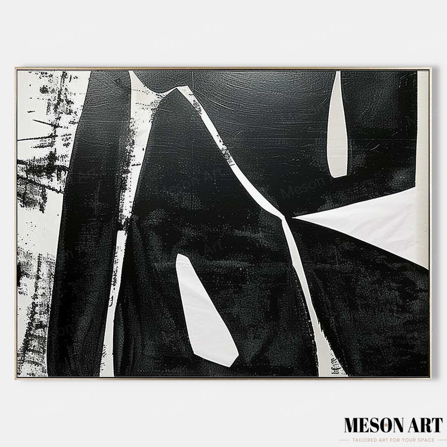 Modern Black and White Minimalist Oil Painting for Contemporary Spaces