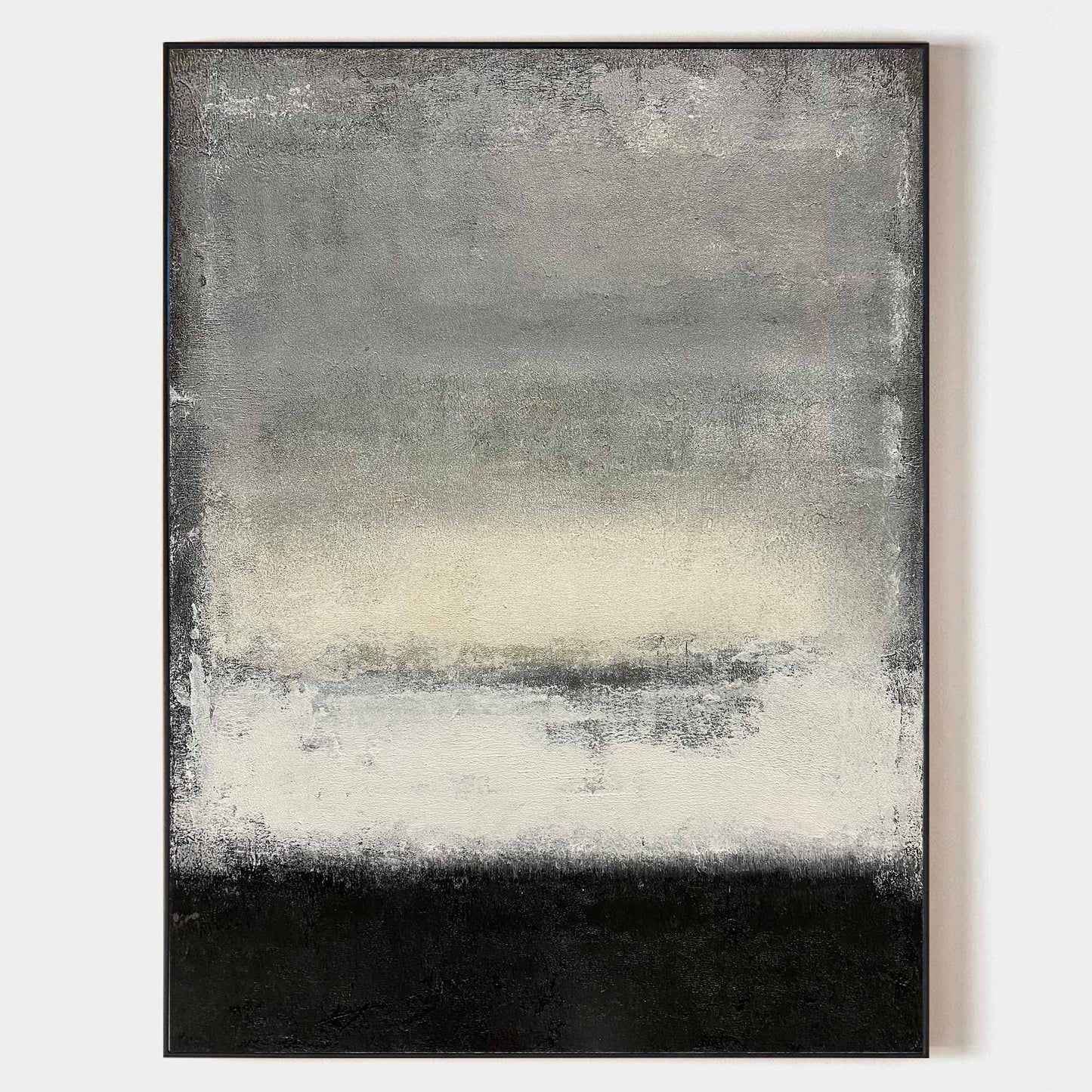 Contemporary Black, White, and Grey Abstract Oil Painting for Modern Decor