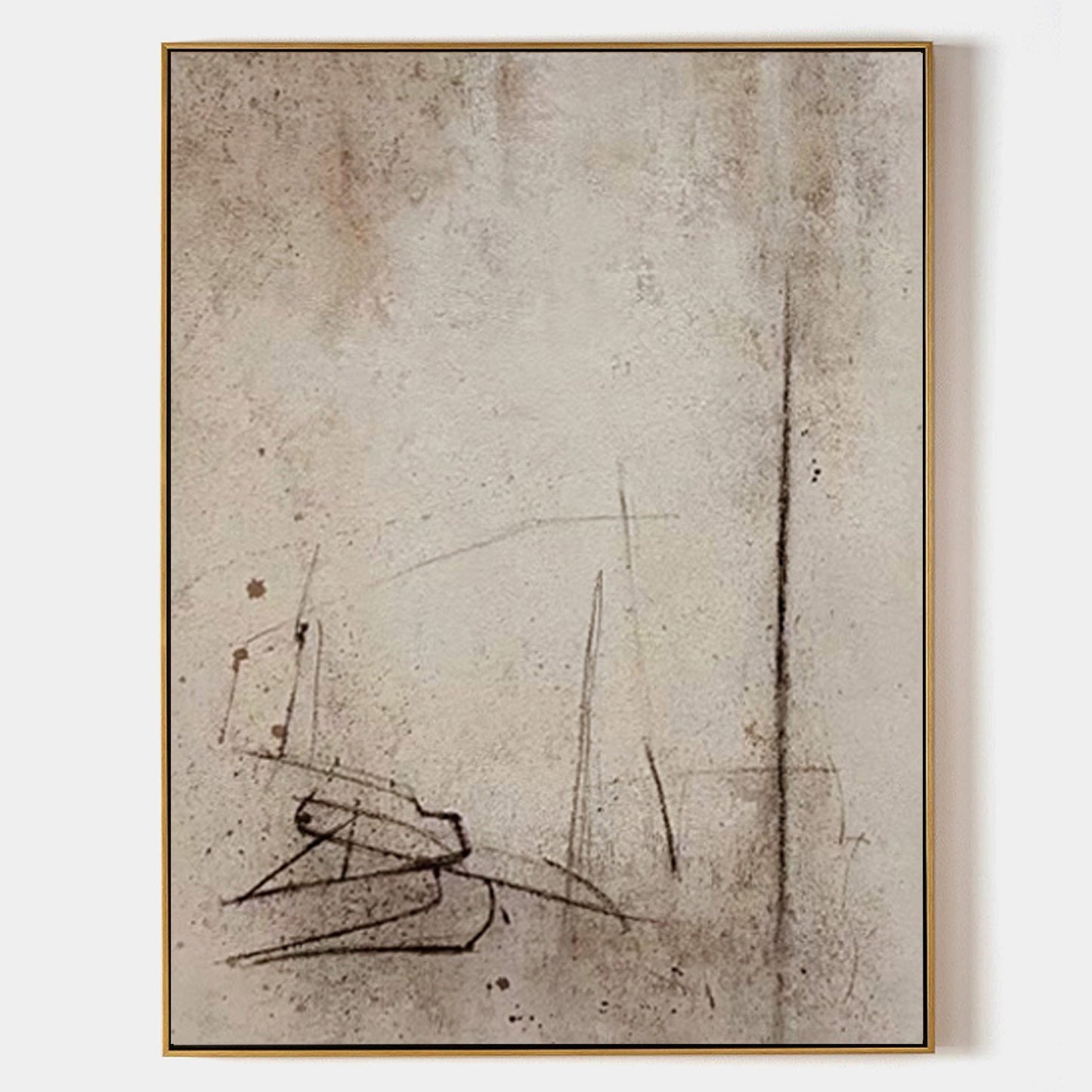 Contemporary Abstract Oil Painting with Subtle Textures and Lines