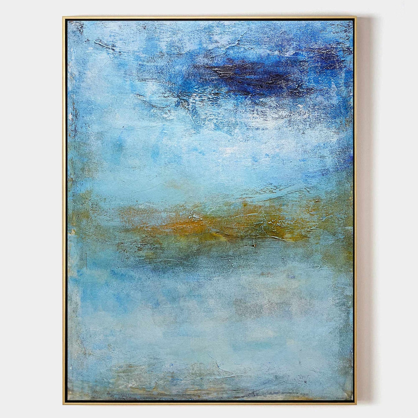 Serene Coastal Wave Oil Painting - Tranquil Ocean Abstract Art for Nautical Decor