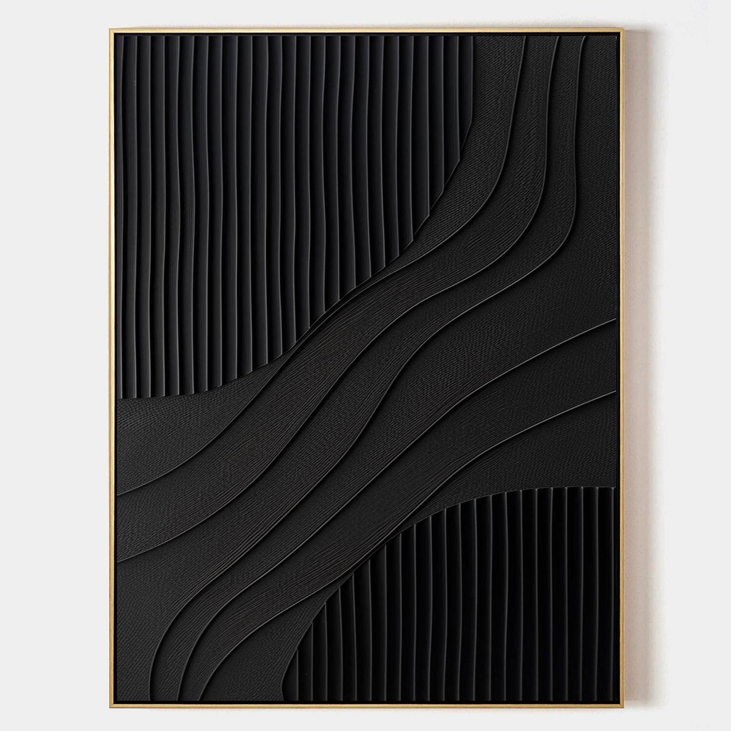 Elegant Black Minimalist Abstract Oil Painting for Modern Home Decor