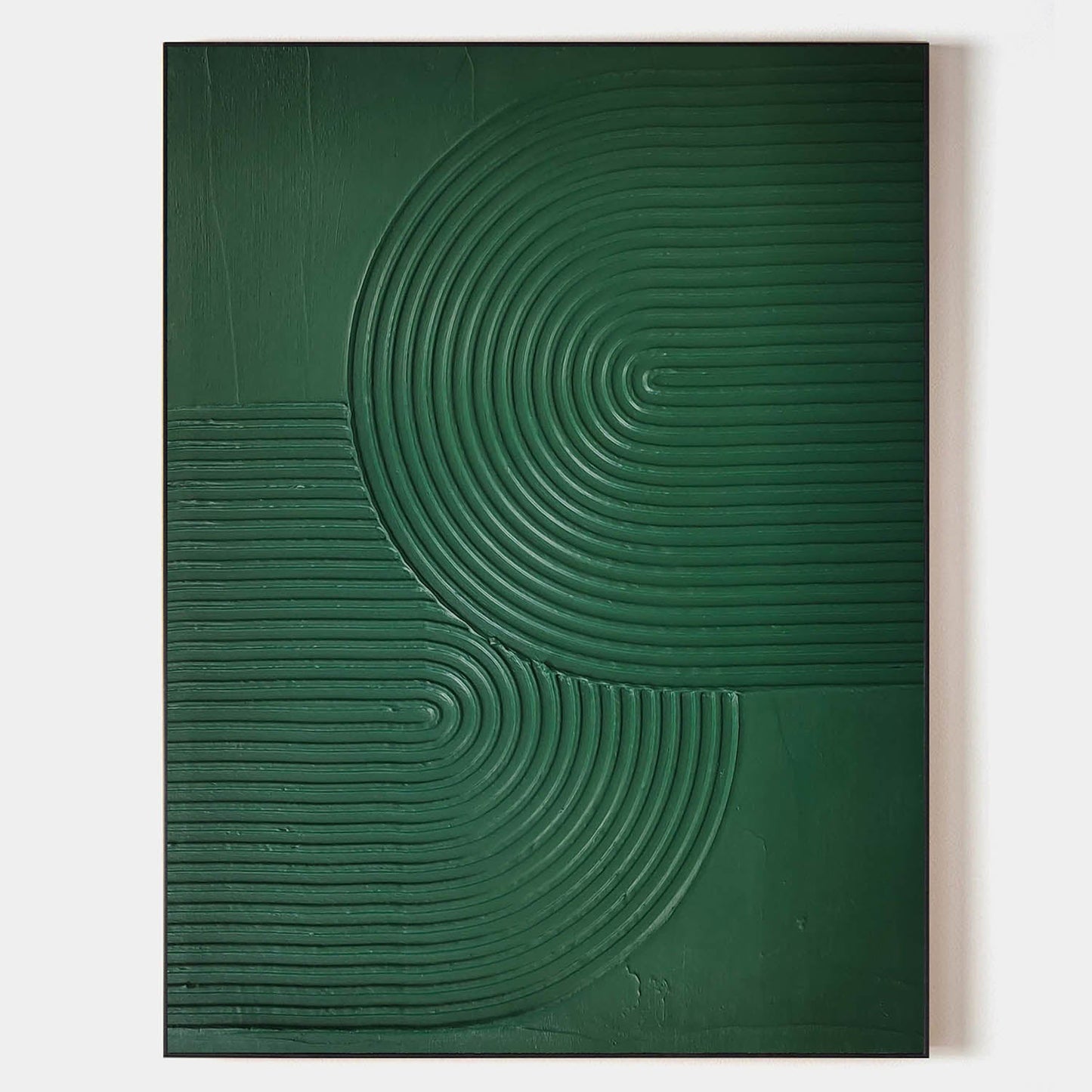 Contemporary Green Abstract Oil Painting with Minimalist Texture