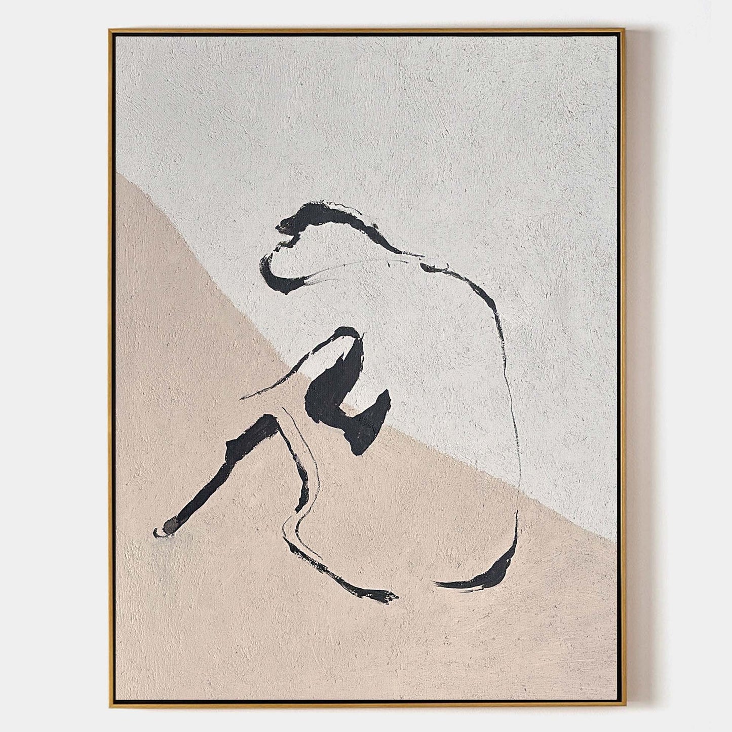 Contemporary Beige Abstract Oil Painting for Modern Art Lovers