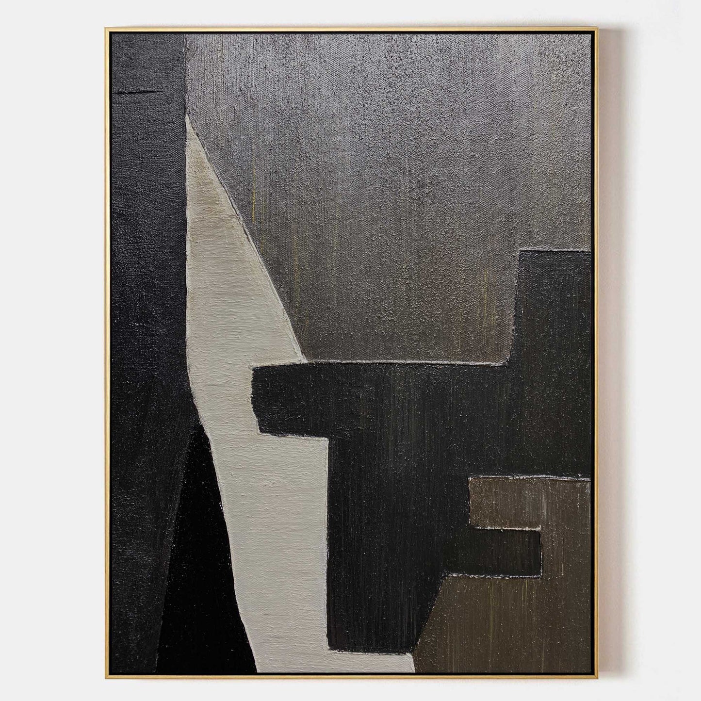 Contemporary Black and Brown Abstract Oil Painting for Modern Home Decor