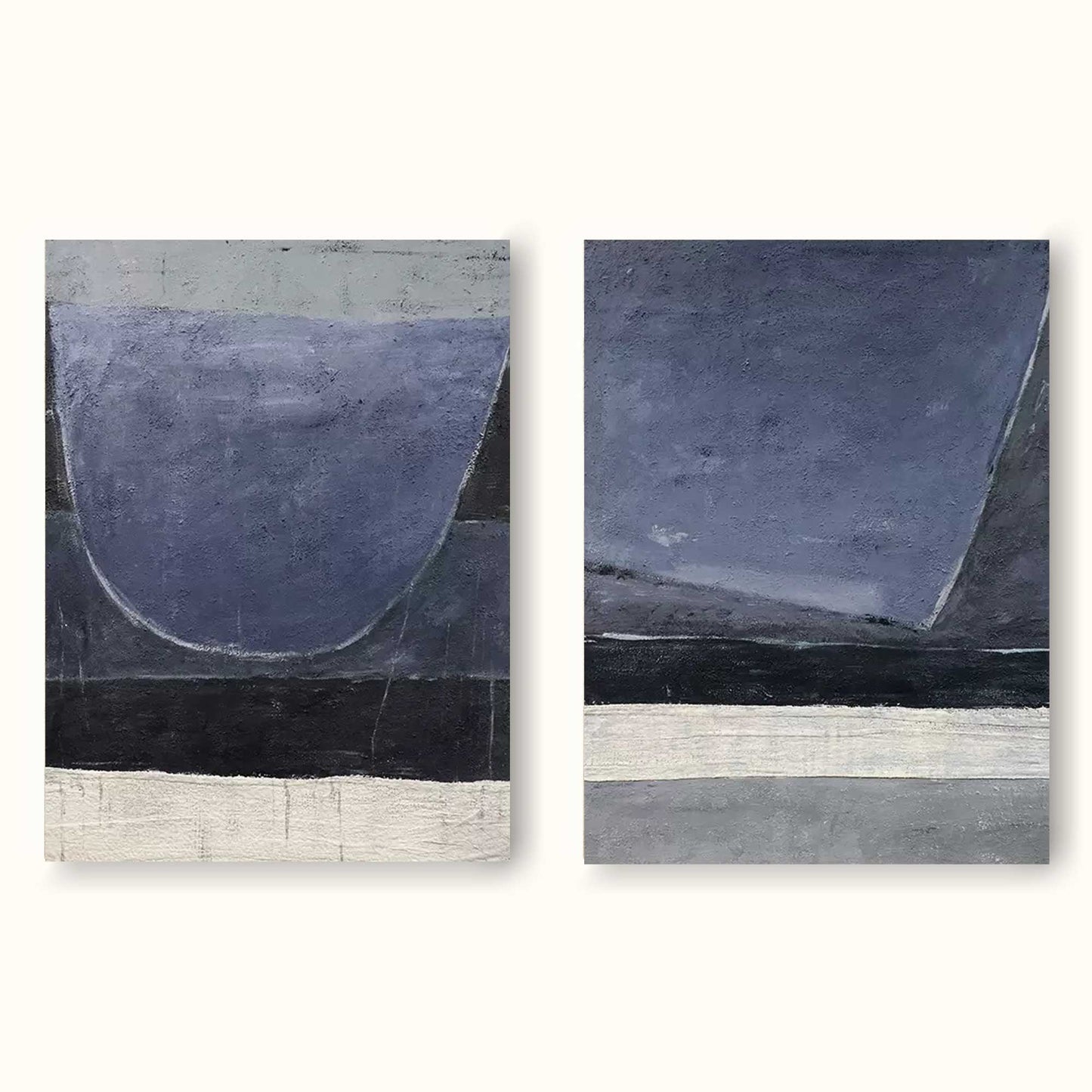 Contemporary Minimalist Oil Painting in Soothing Blue and Gray Tones