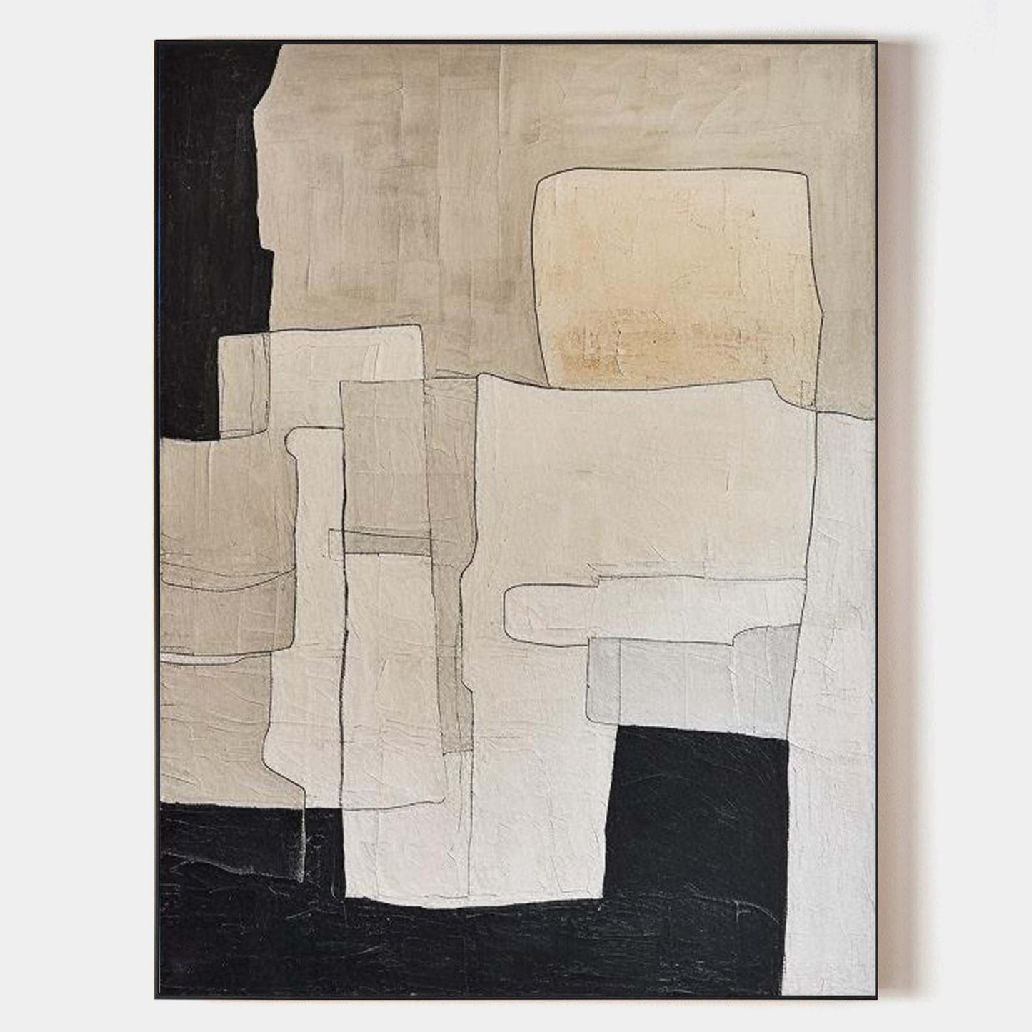 Contemporary Neutral Abstract Oil Painting for Modern Home Decor