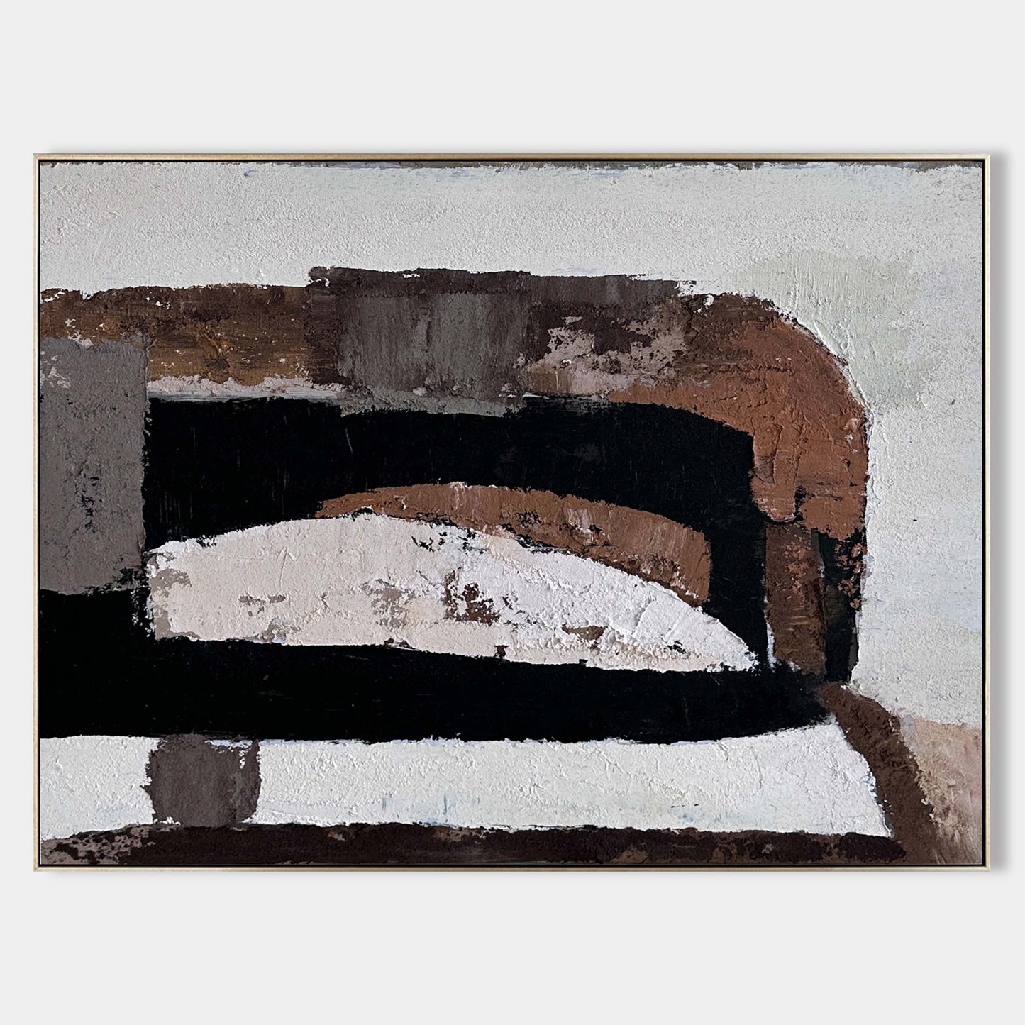 Contemporary Abstract Oil Painting with Earthy Tones and Bold Textures