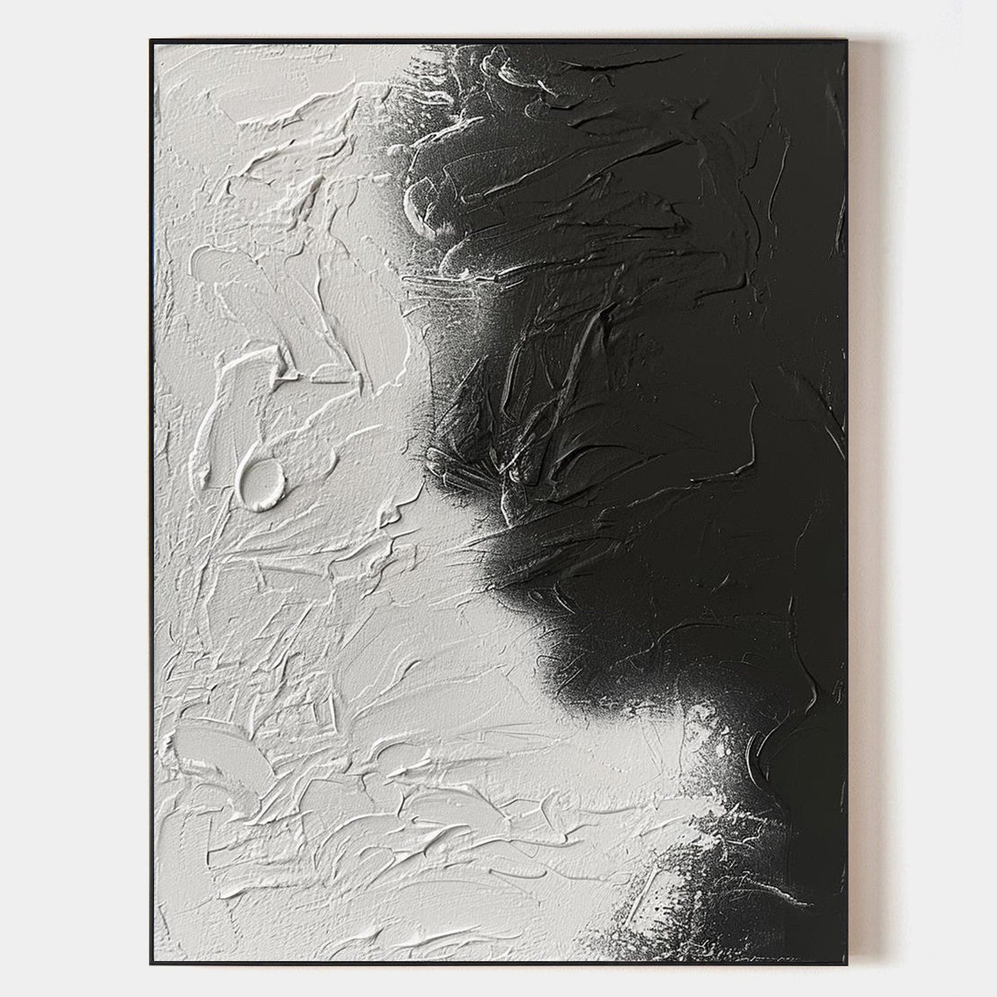 Contemporary Black and White Abstract Oil Painting for Modern Decor