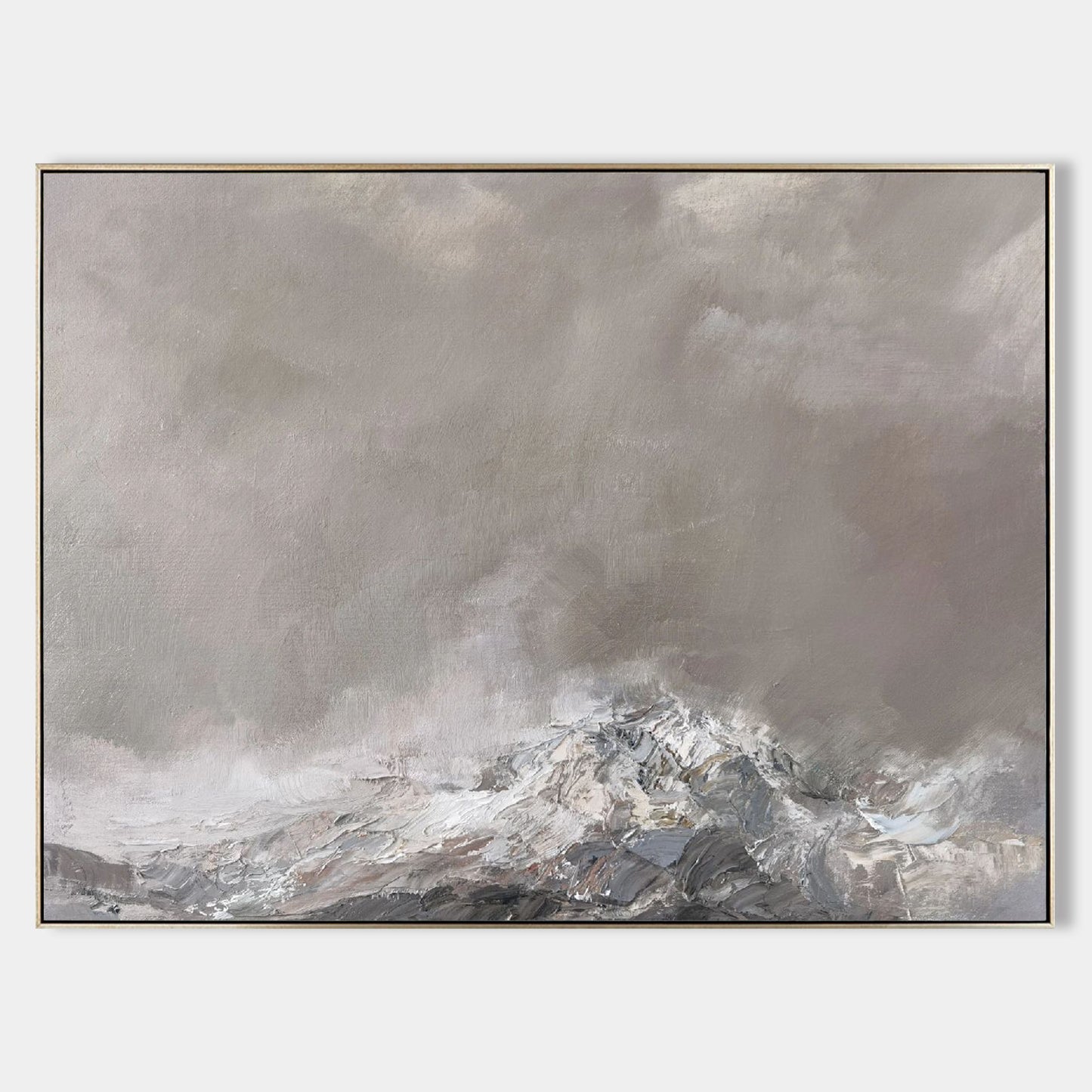 Contemporary Grey Abstract Landscape Oil Painting for Modern Home Decor