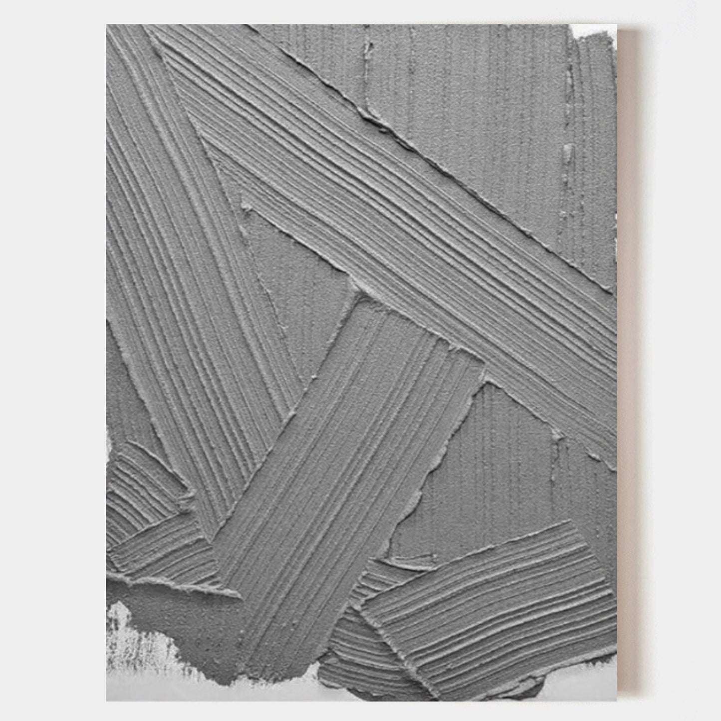 Modern Grey Abstract Oil Painting for Minimalist Home Decor