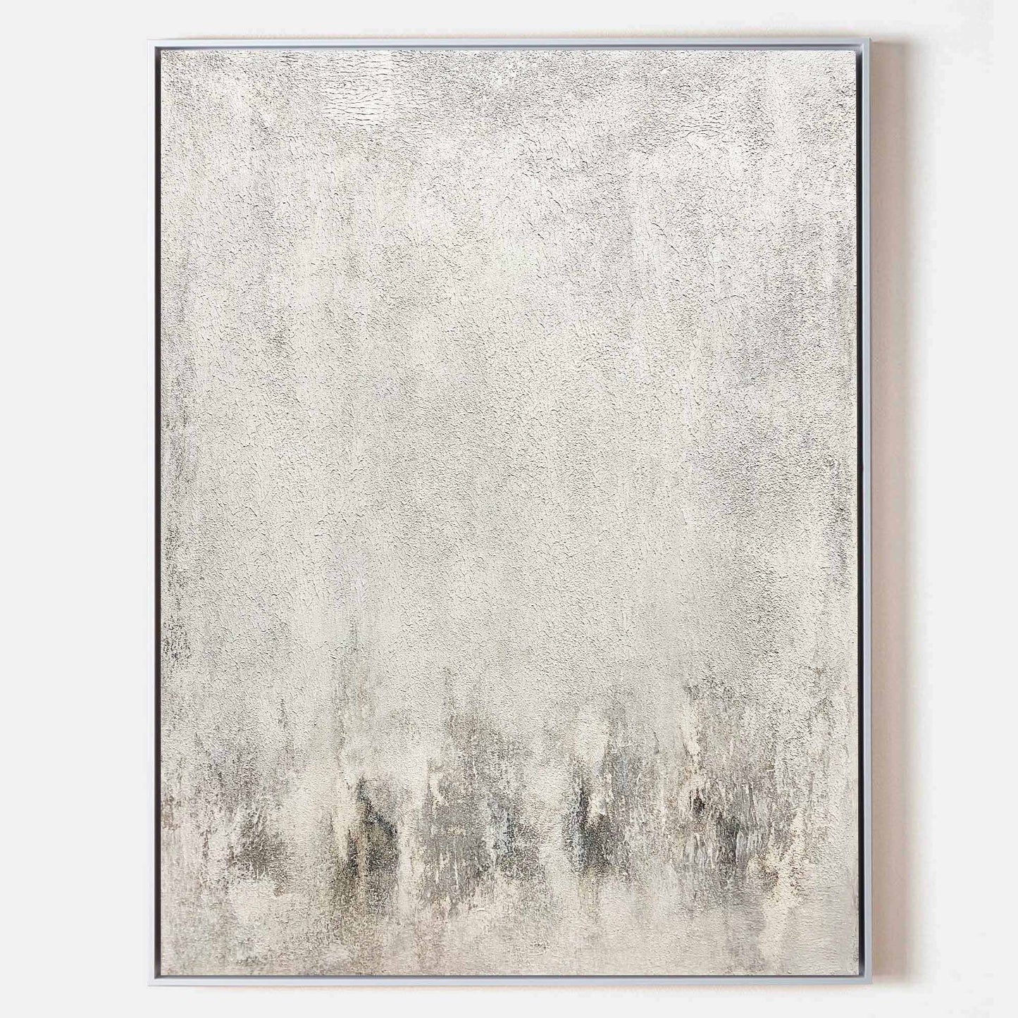 Elegant Gray and White Minimalist Oil Painting for Modern Home Decor