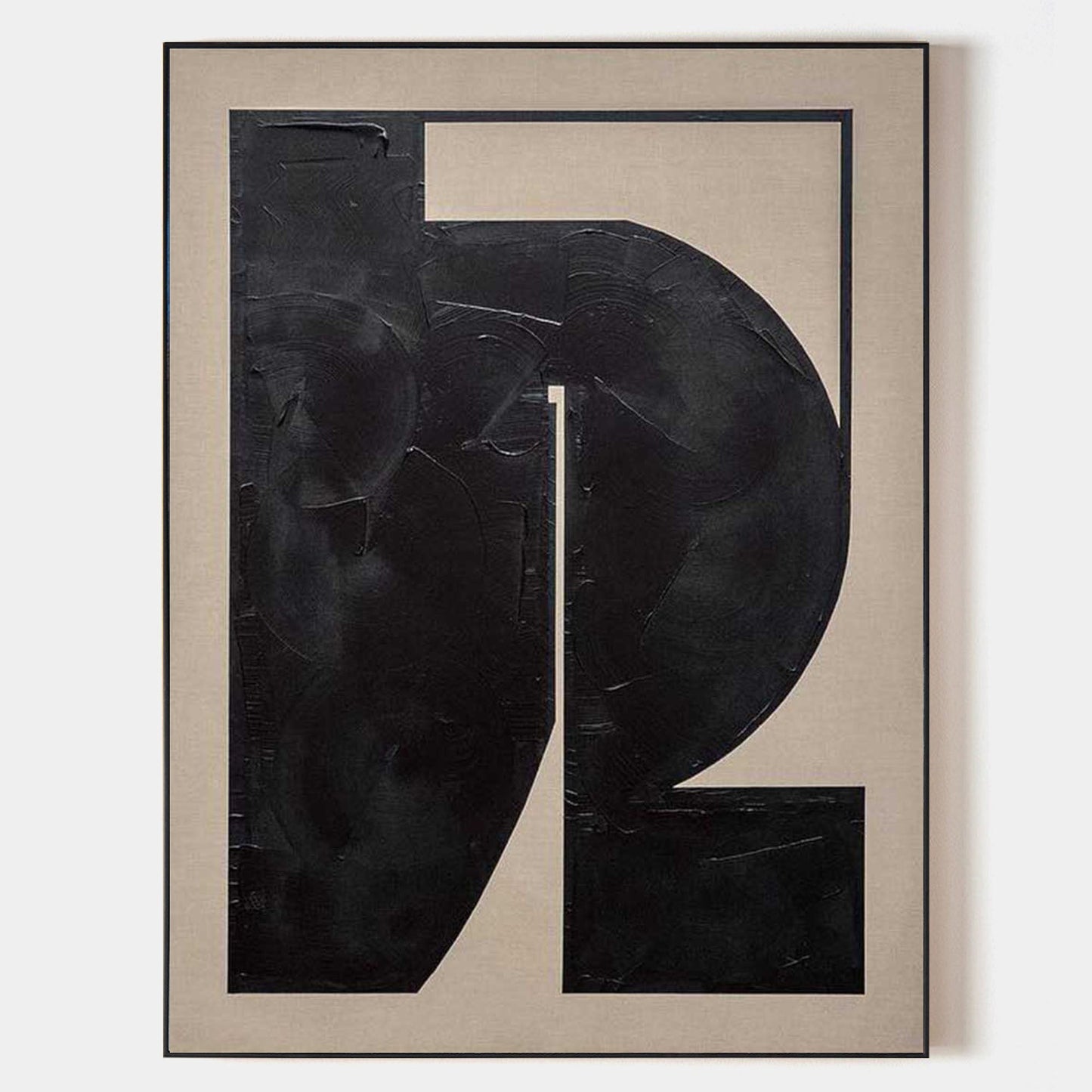 Contemporary Black Abstract Oil Painting for Modern Home Decor