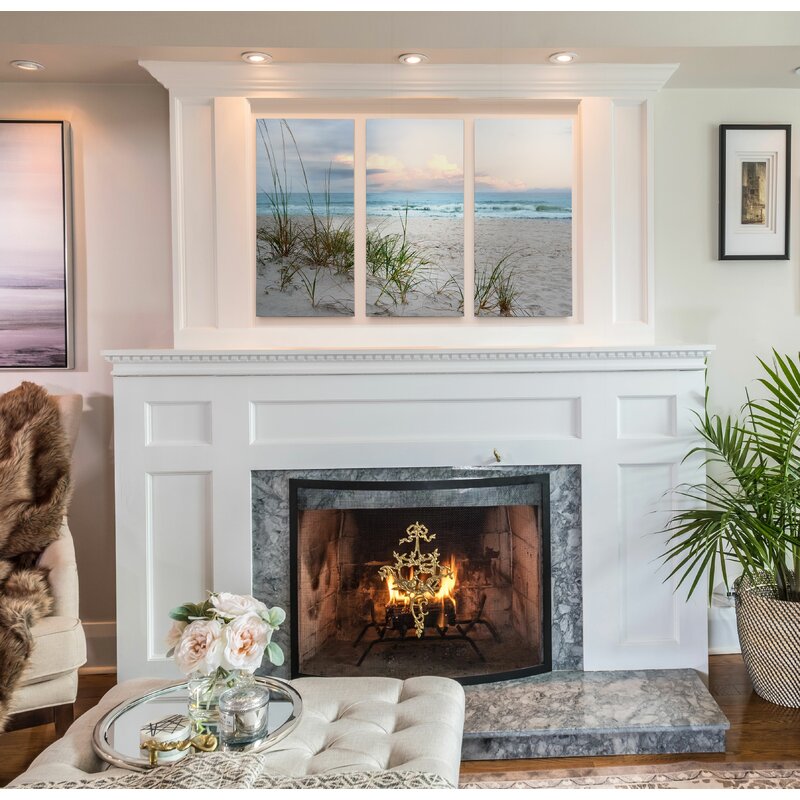Serene Coastal Landscape Triptych with Soft Waves and Golden Sands