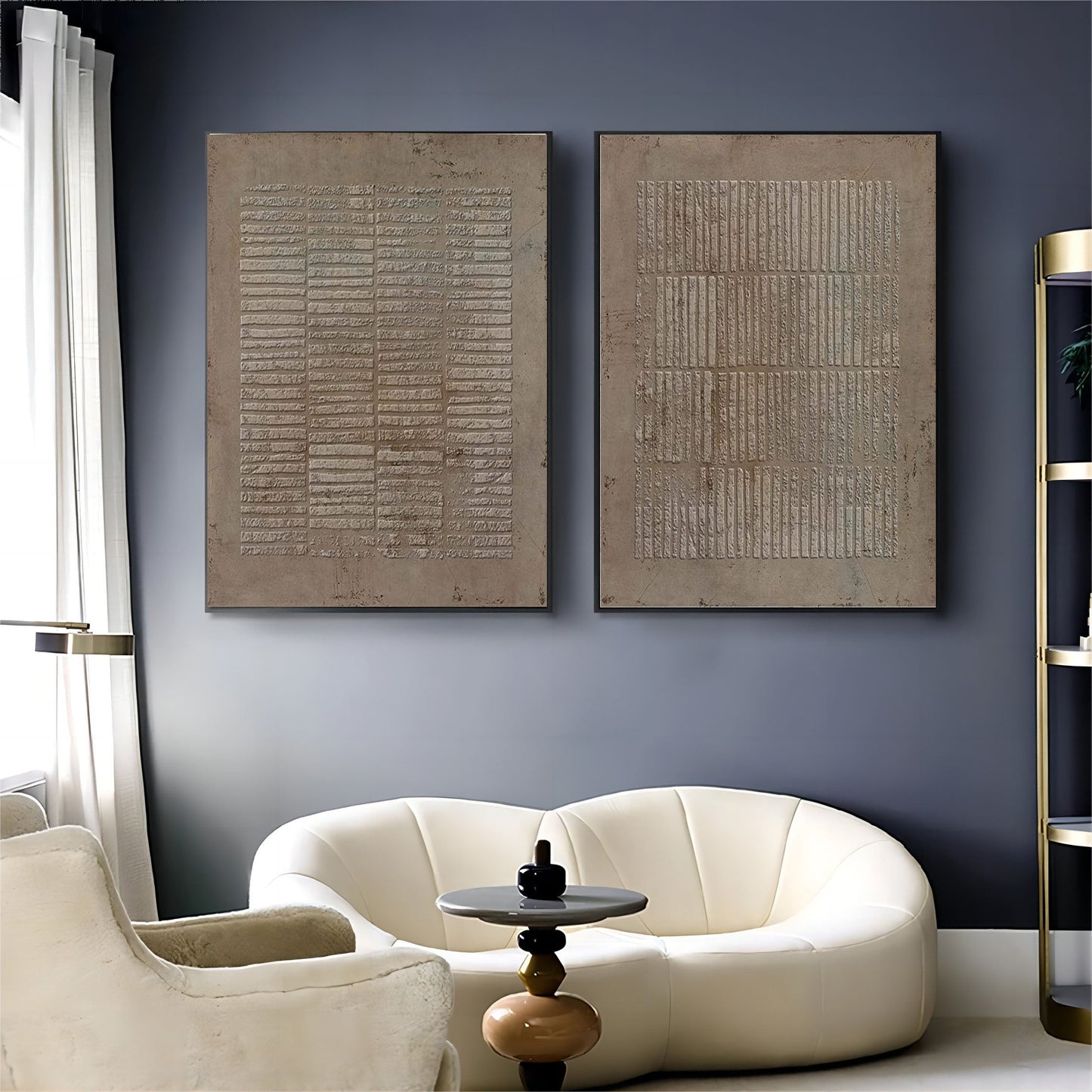 Contemporary Abstract Oil Painting Duo for Modern Home Décor