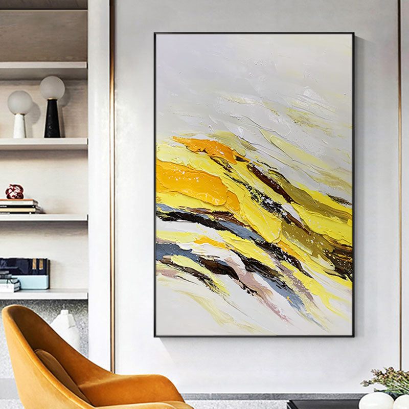 Abstract Yellow and Black Tiger-Inspired Oil Painting for Modern Art Lovers